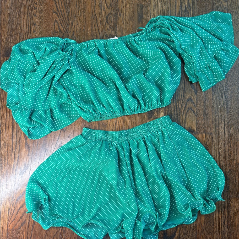 Green Polka Dot Two-Piece Set